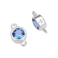 4pcs Adabele Real 925 Sterling Silver December Birthstone Link 4mm/0.16 Inch Blue Topaz Cubic Zirconia Gemstone Connector Tarnish Resistant Hypoallergenic for Jewelry Making SXP6-12