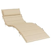 vidaXL Sun Lounger Cushion in Beige - Oxford Fabric, Weather-Resistant and Durable - Perfect for Indoor and Outdoor Use - Comfortable Foam Fiber Filling - Non-Slip Design with Elastic Strap