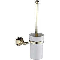 Toilet Brush Holder, Toilet Brush Holder with Ceramic Cup Caddy Brass Wall Hanger Gold Copper Bathroom Cleaning Accessories Set Toilet Brush Holder