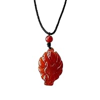 Natural Red Agate Cute Fox Queen Pendant Necklace Grounding Stone Protection Necklace