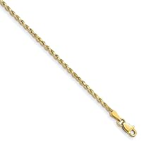 14k Gold 2mm Semi solid Sparkle Cut Rope Chain Necklace Jewelry for Women - Length Options: 16 18 20 22 24