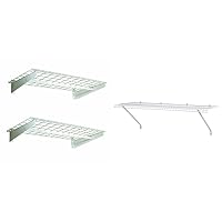 777 36-Inch X 18-Inch Adjustable Steel Wall Shelf (2-Pack) and ClosetMaid 4 Ft. Wide Wire Shelf Kit with Hardware, White