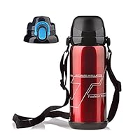 The New Outdoor Travel Water Bottle Sports Bottle Food Grade Large Capacity Stainless Steel Vacuum Flask (Red)