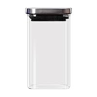 Airtight Glass Jars 250ml, Square Glass Food Storage Container with Metal Lids, Airtight Glass Canisters for Coffee Tea Herbs Flour Herbs Grains (2.36