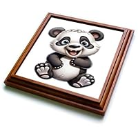 3dRose Cute Silly Smiling Panda Bear Illustration - Trivets (trv-382160-1)