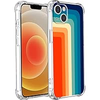 for iPhone 13 Retro Rainbow Case, Aesthetic Vintage Rainbow Retro Stripes Phone Case for Girl Women Boy Men with Soft TPU Slim Protective Cover Case for iPhone 13