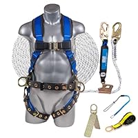 Palmer Safety Premium Fall Protection Roofing Bucket Kit I Full Body Safety Harness, 50' Vertical Rope, Anchor Set I OSHA/ANSI Compliant Arrest Kit (3X-Large, Blue)
