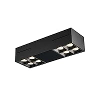 40W Square Surface Mounted LED Ceiling Light, Segment Switch Remote Control Dimming Smart LED Downlights, 3000K/4000K, CRI 90+ Angle 24° Home Spotlights AC 90-265V Fittings (Color : Black, Si