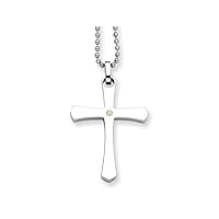 Stainless Steel Polished Fancy Lobster Closure 14k Gold With 2pt Diamond Religious Faith Cross Pendant Necklace 22 Inch Measures 30mm Wide Jewelry Gifts for Women