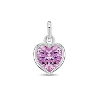 925 Sterling Silver Simulated Birthstone Heart Love Charm For Girls & Teens - Heart Shaped Jewelry Accessories for Teenage Girls Charm Bracelets - Birth Month Gifts For Young Fashionable Girls