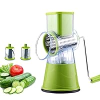 Qiangcui Shredder Vegetable Slicer,with 3 Interchangeable Ultra Cylinders Stainless Steel Blades,Manual and Milling/255