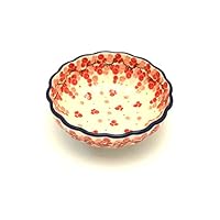 Polish Pottery Bowl - Shallow Scalloped - Small - Pink Peppercorn