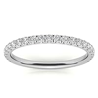 JeweleryArt Excellent Round Brilliant Cut 0.46 Carat, Moissanite Diamond Promise Band, Prong Set, Eternity Sterling Silver Band, Valentine's Day Jewelry Gift, Customized Band for Her