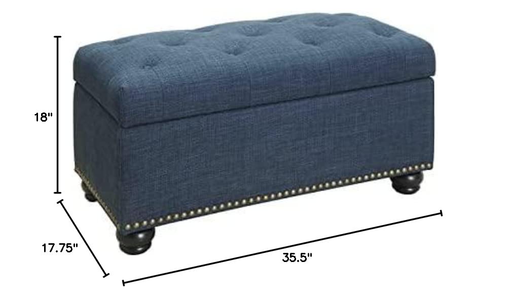 Convenience Concepts Designs4Comfort 7th Avenue Storage Ottoman, Blue Fabric