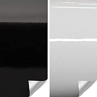 Gloss Black and White Realistic Paint-Like Vinyl Car Wrap Bundle 2 Rolls (1ft x 5ft) - M0