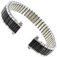 10-13mm Silver and Black Tone Romunda Fits Speidel Twist-O-Flex Watch Band 2210/02