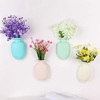 ChezMax Mini Vase 4PCs, Removable Wall-Mounted Flower Vase Reusable Hanging Flower Pot on Fridge Door Glass Window Tile for Home Office Bathroom Shop Decoration (Blue+Green+Pink+Beige)