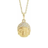 14K Yellow Gold 1/8 CTW Natural Diamond Buddha with 16-18