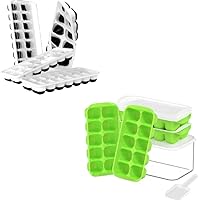 DOQAUS Ice Cube Tray with Lid and Bin, 8 Pack Ice Trays for Freezer with Ice Bucket