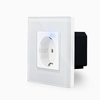 Luxus-Time WiFi Smart Socket WLAN Wall Socket Schuko Alexa for Flush-Mounted Box White Glass Frame PWMS Smart Home Google Home Built-in UP Box