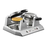 Waring Commercial Double Belgian Waffle Maker with Serviceable Plates, Duel Side by Side Rotating Cooking Non-Stick Surfaces, Heavy Duty Restaurant Foodservice, 50-60 Waffles an Hour, 208V, 2700W
