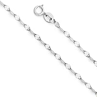 14ct White Gold 2.0mm Twist Mirror Chain Necklace Jewelry for Women - Length Options: 41 46 51 56