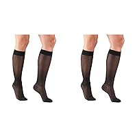 Truform Sheer Compression Stockings, 15-20 mmHg, Women's Knee High Length, 20 Denier, Black, Small (Pack of 2)