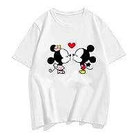 Trendy Mickey Mouse Print Women's T-Shirt Cartoon Summer Top (Color : MLS016 t Shirt Women, Size : S)