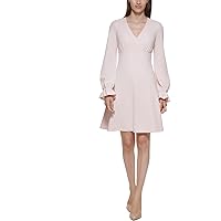 Calvin Klein Womens Plus Ruffle Sleeve V-Neck Sheath Dress Pink 18W