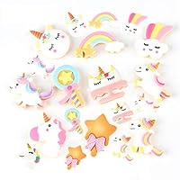 Cute Flatback Slime Charms Beads Supplies, 20 pcs Mix Assorted Unicorn Rainbow Lollipop Ice Cream Buttons Resin Beads for DIY Craft Scrapbooking Embellishment, Phone case Hair Clip Jewelry Accessory