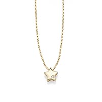 14kk Yellow Gold .005ct Diamond Star Pendant Necklace With Extender 18 Inch Jewelry for Women