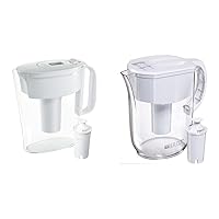 Brita Small 6 Cup Water Filter Pitcher with 1 Brita Standard Filter, Made Without BPA, Metro, White & Large 10 Cup Everyday Water Pitcher