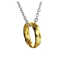 Engraved Lord of Rings Pendant Necklace Gold Plated Pendant for Fans Cosplay Costume Jewelry