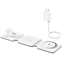Charging Station for Apple Multiple Devices - 3 in 1 Foldable Magnetic Wireless Charger Dock - Travel Charging Pad for iPhone 15 14 13 12 Pro Max Plus Watch & Airpods