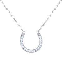 925 Sterling Silver Womens CZ Cubic Zirconia Simulated Diamond Horse Shoe Good Luck Necklace Measures 15.4x15.4mm Wide Jewelry for Women