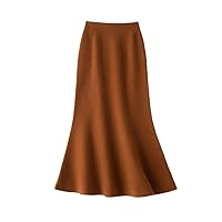 100% Cashmere High Waist Hip Skirt Autumn Winter Mid-Length A-Line Thickened Knitted Wool Skirt