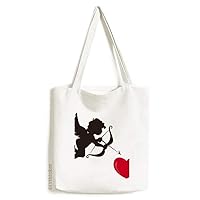 Cupid Angel Red Heart Pattern Tote Canvas Bag Shopping Satchel Casual Handbag