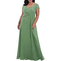 Mother of The Bride Dresses Lace Appliques Chiffon Wedding Guest Dresses for Women Beaded Formal Evening Gown