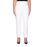 Alfred Dunner Petite Womens PetiteClassic Allure Fit Proportioned Pant with Elastic Comfort Waistband, White, 10P