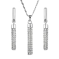 Hanessa Women's Jewellery Set Necklace Earrings Rhodium-Plated Rods Rhinestone Christmas Gift for Wife/Girlfriend, Crystal
