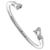 Solid Heavy Sterling Silver Horse Hooves Cuff Bracelet for Women Flawless Polished Finish fits 7 inch writs sizes