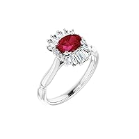 Solid Platinum Solitaire Lab-Created Ruby and 1/4 Cttw Diamond Ring Band (.25 Cttw) (Width = 9.2mm) - Size 7.5