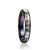4mm Black Four-leaf Clover Inoxidable Tungsten Carbide Ring Engrave Flower Engagement Couple Rings