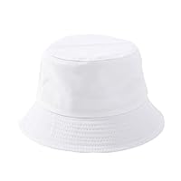 Foldable Fisherman Cap Bucket Sun Hat Floppy Cotton Hats Wide Brim Summer Beach Cap White