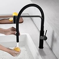 Kitchen Sink Tap for Bar Farmhouse Commercial, Black Kitchen Faucet, Pull Out Silver Single Handle Single Hole Mixer Tap, Sink Faucet, 360 Rotating Kitchen Faucets (Color : Blue) (