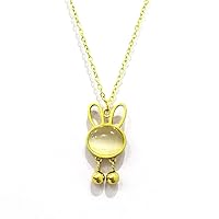 Personalized Couple Stainless Steel Opal Bunny Necklace Shape Female Cute Cartoon Necklace Pendant Exquisite Clavicle Chain Accessories Jewelry Suitable for Birthday Gifts