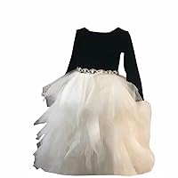 Jewel Neck Ruffles Long Sleeves Flower Girl Dresses for Weddings Tulle Rhinestones 2024