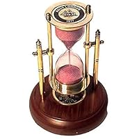 Brass Sand Timer The Heritage World Antique with Compass on Wooden Base Hour Glass Sand Timer Clock Nautical Theme Décor