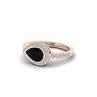 1.0 CT Vintage Pear Shpaed Black Onyx Engagement Ring 14k Gold Black Onyx Antique Wedding Ring Art Deco Black Gemstone Bridal Ring Set For Women Proposal/Anniversary/Promise Ring