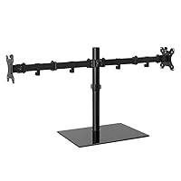 Dual Computer Monitor Mount Height Adjustable for 13inch to 27inch Screen Free Standing Monitor Stand with 2 Full Motion Swivel Mount Hold up to 17.6 LB VESA 75x75MM/100x100MM